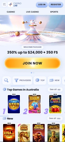 Casino Lab mobile site in a phone browser
